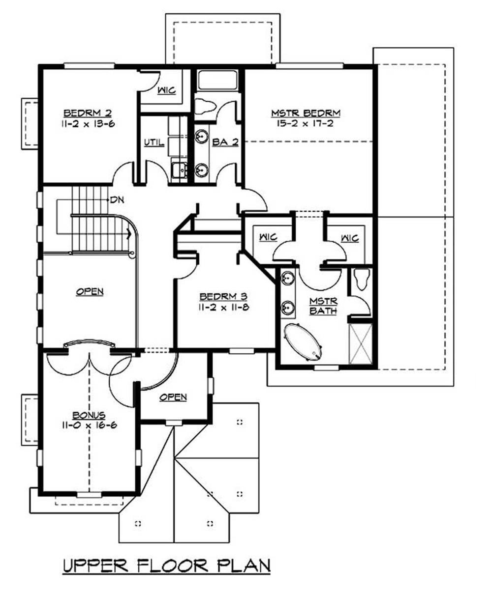 Floor Plan Second Story of Craftsman Plan #115-1245